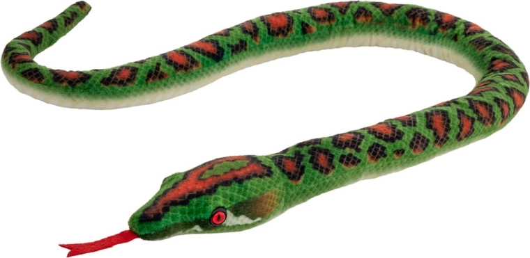 Serpent en peluche vert à pois 100 cm