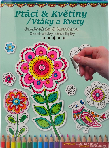 Coloriages et autocollants – oiseaux et fleurs