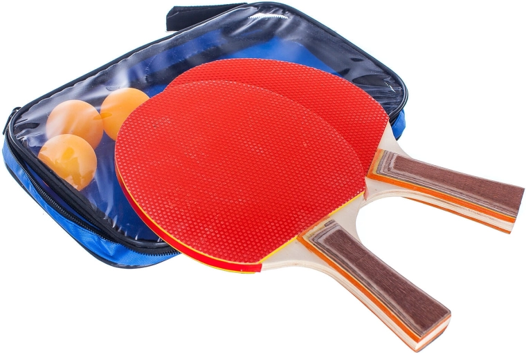 Set de tennis de table 5 pièces (2 raquettes, 3 balles)