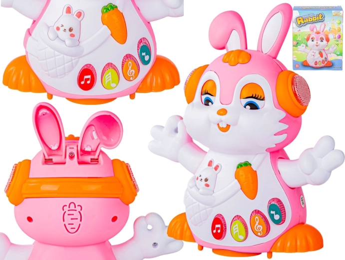 Lapin musical éducatif interactif – roule, danse et s’illumine (rose)