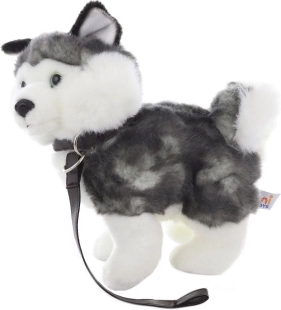 Husky en peluche avec laisse 25 cm