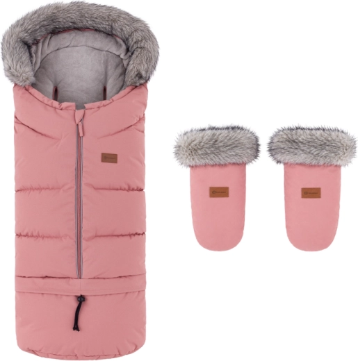 Set d’hiver Petite&Mars : chancelière Arctic 4v1 + moufles de poussette Fjora old rose