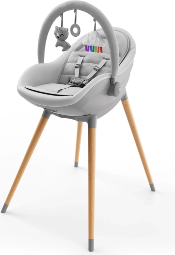 Kinderkraft FINI UP chaise haute et transat 3-en-1, gris