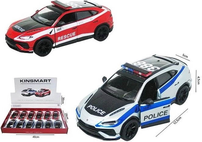 Lamborghini Urus voiture de police ou de secours avec propulsion pull-back - 1 pièce