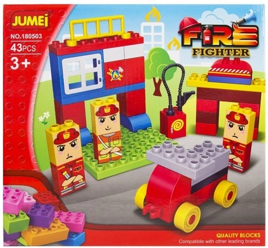 Jeu de construction Jumei 3+ caserne de pompiers – 43 pièces, 28 × 26 cm - 1 pièce