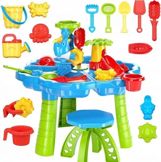 Woopie table d’eau 2-en-1 bac à sable avec chaise parc aquatique avec dauphin