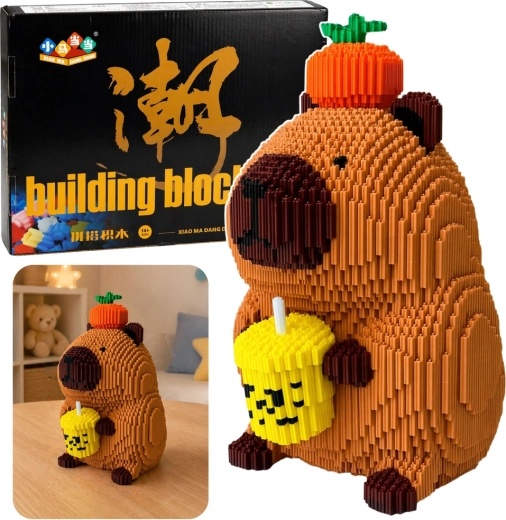 Micro-briques de construction capybara avec shake (pomme) – figurine 3D 25 cm, 3900 pièces