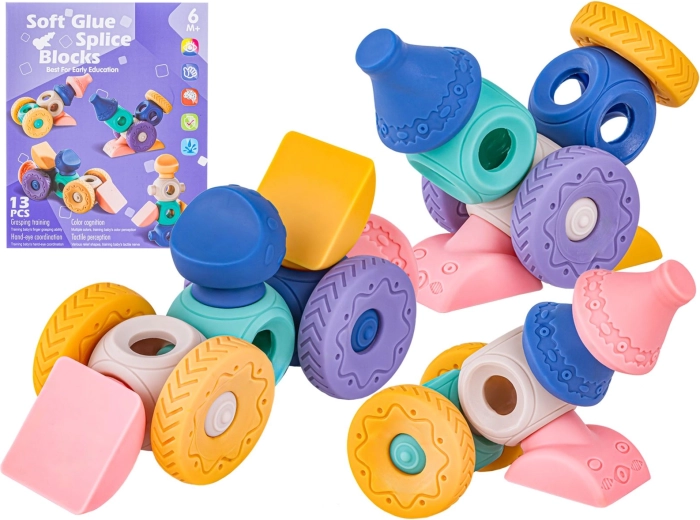Cubes sensoriels en silicone souple – formes géométriques 13 pcs