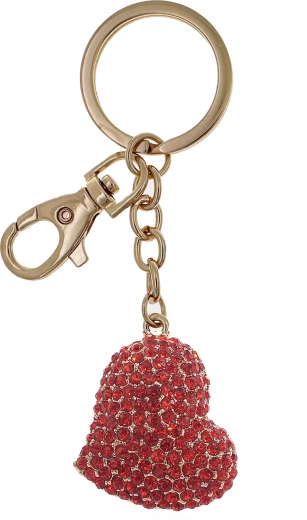 Porte-clés doré avec cœur rouge