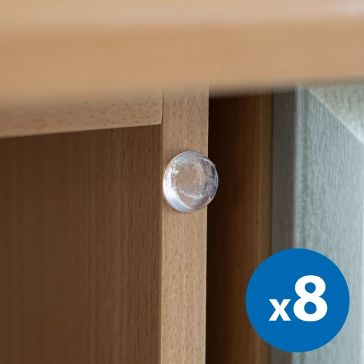 Butées de porte autocollantes transparentes 18 mm – 8 pièces