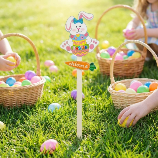 Lapin de Pâques à planter avec œuf, 70 cm