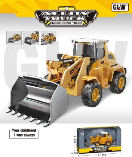 Bulldozer pour enfants avec godet métallique, pneus en caoutchouc et moteur à inertie 3+