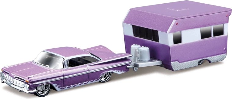 Maisto Design Tow & Go Chevrolet Impala 1959 avec caravane Alameda 1:64