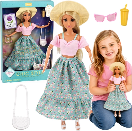 Poupée Anlily avec chapeau, jupe et accessoires
