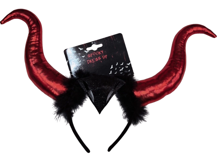 Serre-tête d’Halloween avec cornes rouges et plumes