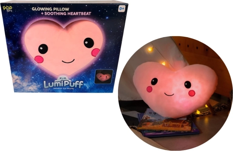 Lumipuff coussin peluche lumineux cœur
