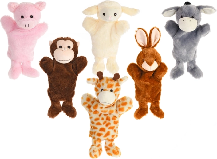 Marionnette peluche animal 25 cm, plusieurs modèles