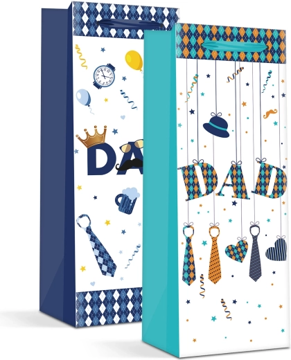 Sac cadeau en papier de Noël pour bouteille - 1 pièce