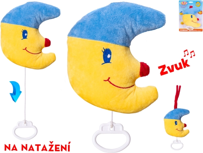 Petit croissant de lune en peluche avec boîte à musique à remontoir 15 cm