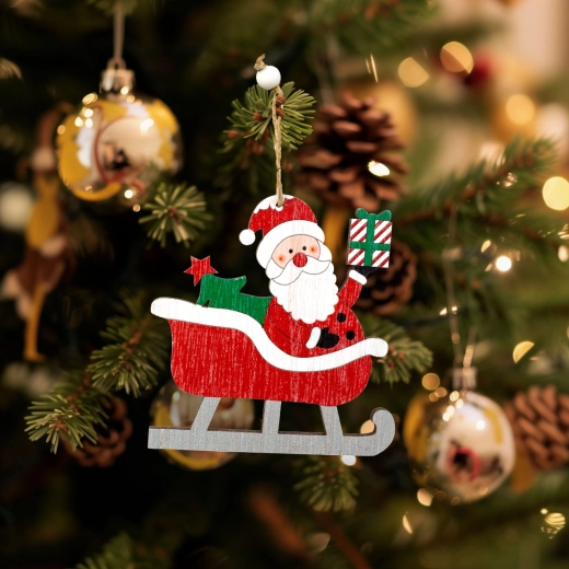 Décoration de Noël suspendue en bois Saint-Nicolas 21,5 × 11,5 cm
