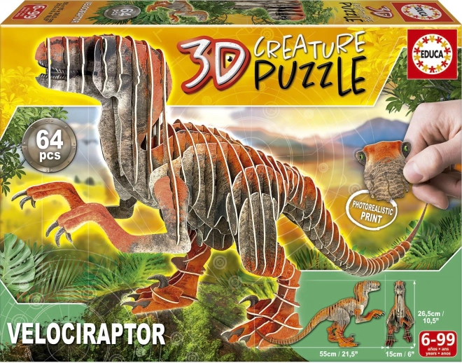Educa puzzle 3D vélociraptor 64 pièces