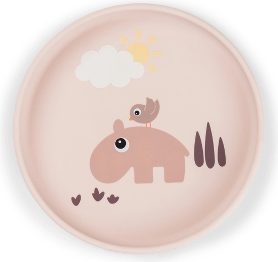 Assiette en silicone avec ventouse Done by Deer Stick&Stay Playground rose