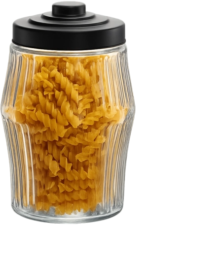 Bocal en verre 2,8 l avec motif rayé et couvercle métallique