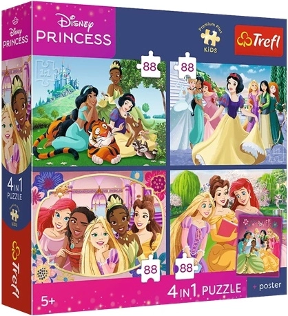 Trefl Disney Princess puzzle 4en1 Princesses romantiques 4×88 pièces