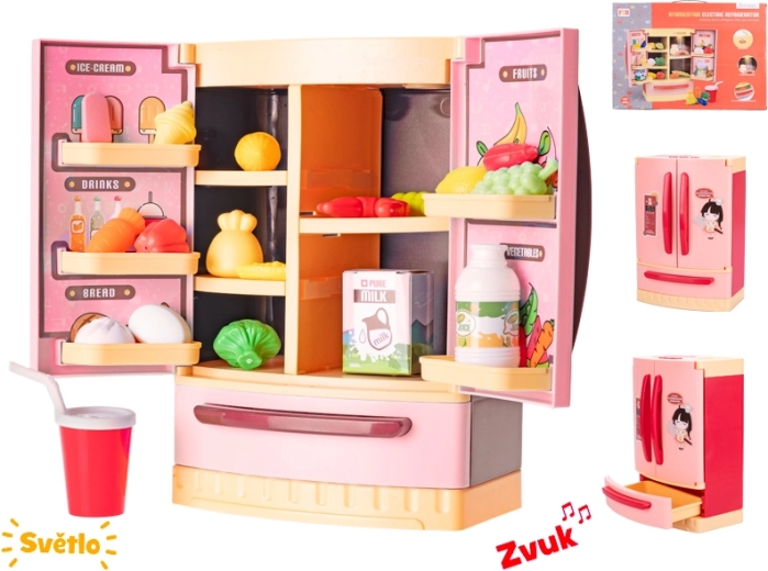 Réfrigérateur pour enfants avec lumière et son, rouge, 26 × 18 × 12 cm