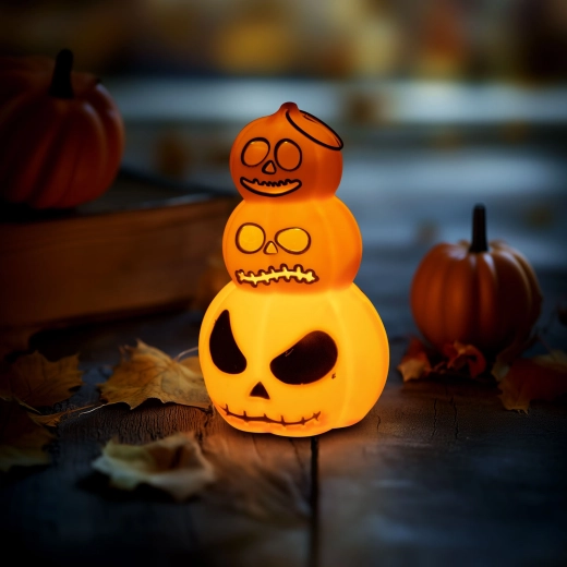 Décoration lumineuse d’Halloween en forme de citrouille avec LED blanc chaud