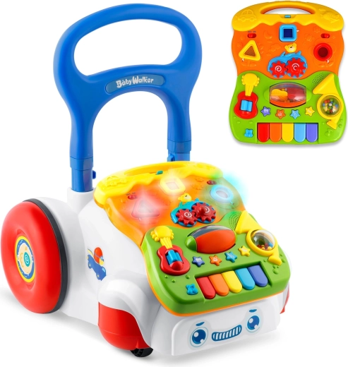 Trottinette-pousseur et panneau interactif 2-en-1 avec musique RICOKIDS, blanc
