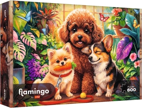 Trefl Flamingo by Trefl puzzle 600 pièces Psy w oranżerii