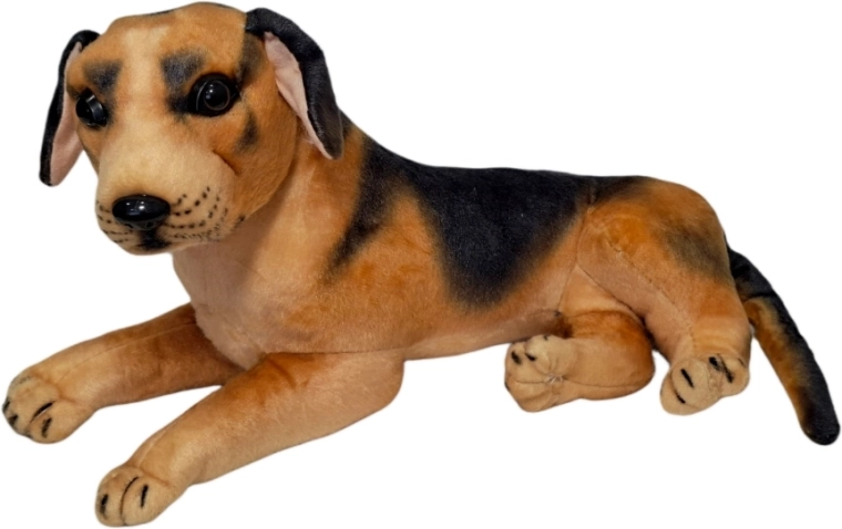 Chien en peluche en version marron-noir