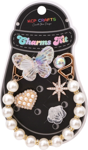 Lot d’accessoires décoratifs pour sabots – chaîne de perles et papillon