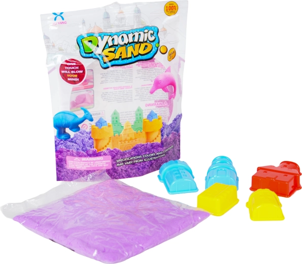 Sable cinétique violet avec 5 moules en forme de château
