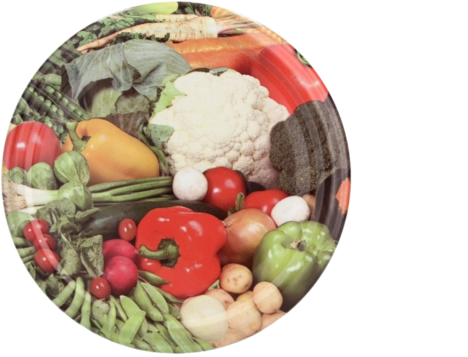Lot de couvercles de stérilisation 66 mm CHOMIK, assortiment de motifs de légumes, 10 pcs