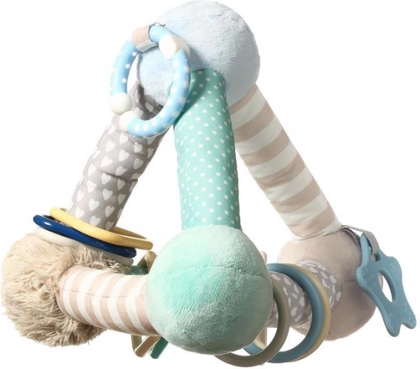 BabyOno pyramide éducative en peluche avec anneau de dentition sur anneau en C, menthe, 3m+