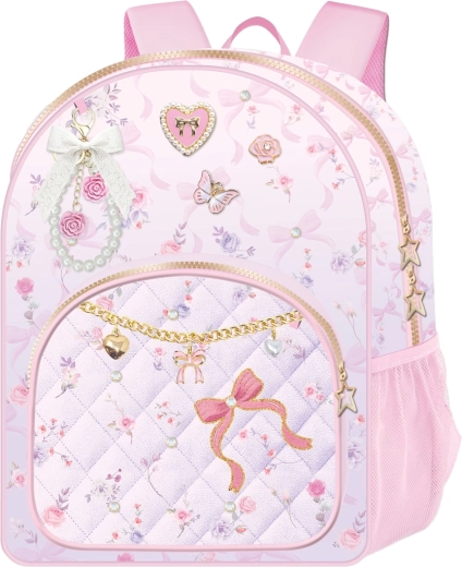 Sac à dos enfant Deluxe fleurs et papillon en coloris lilas