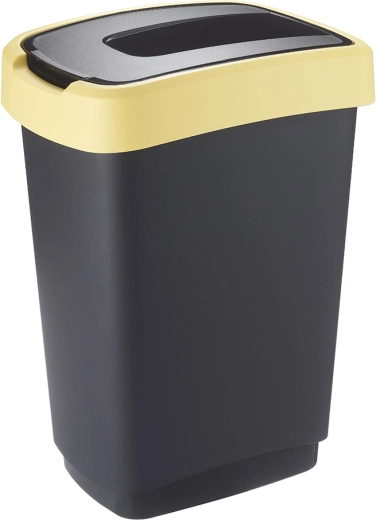 Poubelle de tri avec couvercle basculant 50 l noir/jaune pastel
