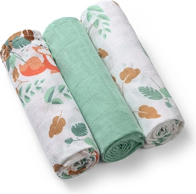 Langes en mousseline Babyono Super Soft menthe 70 × 70 cm (lot de 3)