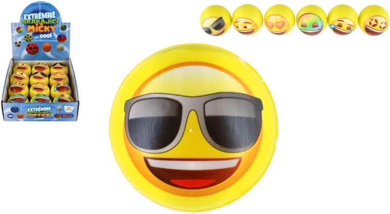 Balle en mousse ultra rebondissante avec smiley 6 cm (assortiment)