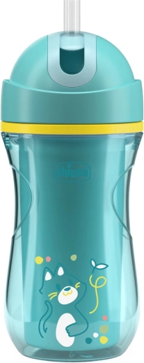 Chicco gobelet isotherme sport avec paille, 266 ml, teal, 14m+