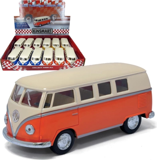 Modèle en métal de petite voiture 1962 Volkswagen Classical Bus avec toit crème