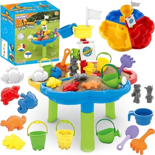 Table de jeu WOOPIE eau et sable Bateau pirate 3 en 1 avec 13 accessoires