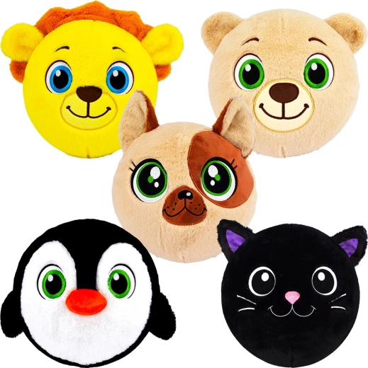 Balle en peluche gonflable avec animal 15 cm - 1 pièce