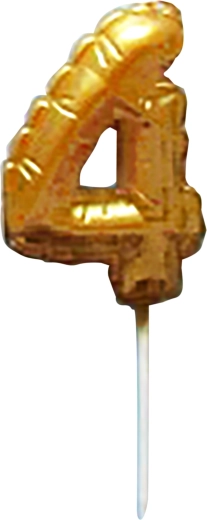 Bougie de gâteau chiffre 4 dorée à piquer 6 cm