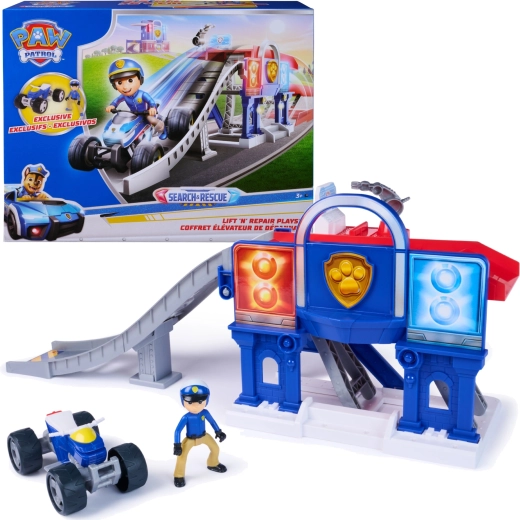 Paw Patrol Lift ’N’ Repair – station de réparation de secours avec figurine de Ryder et quad (ATV)