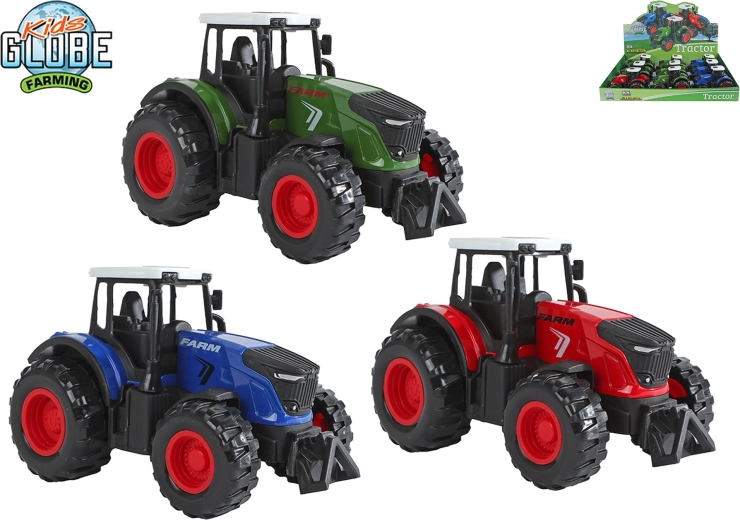 Tracteur en métal Kids Globe Farming avec mouvement à friction (pull-back) 12 cm - 1 pièce