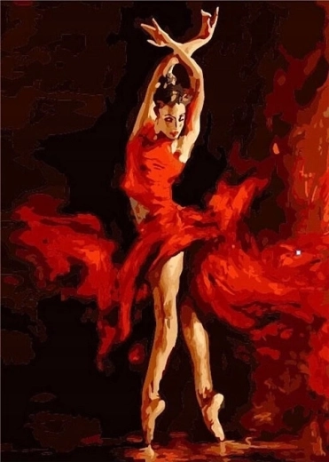 Peinture diamant Norimpex Danseuse en robe rouge 30 × 40 cm