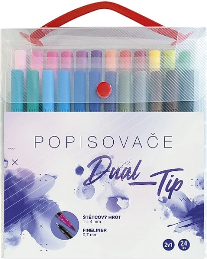 Set de marqueurs Concorde Dual‑Tip, 24 couleurs en coffret